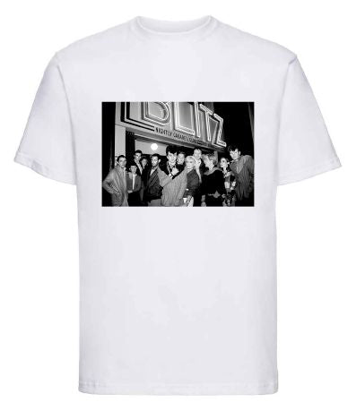ORIGINAL BLITZ PICTURE BY SHEILA ROCK T-SHIRT SIGNED BY RUSTY EGAN