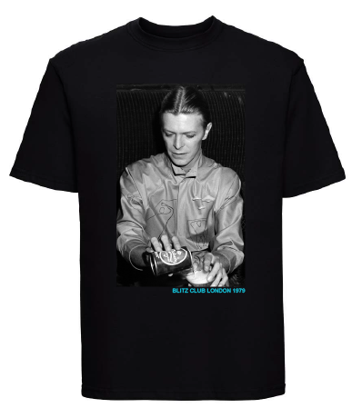 DAVID BOWIE BLITZ CLUB T-SHIRT - ORIGINAL PICTURE BY ROBERT ROSEN