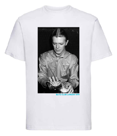 DAVID BOWIE BLITZ CLUB T-SHIRT - ORIGINAL PICTURE BY ROBERT ROSEN