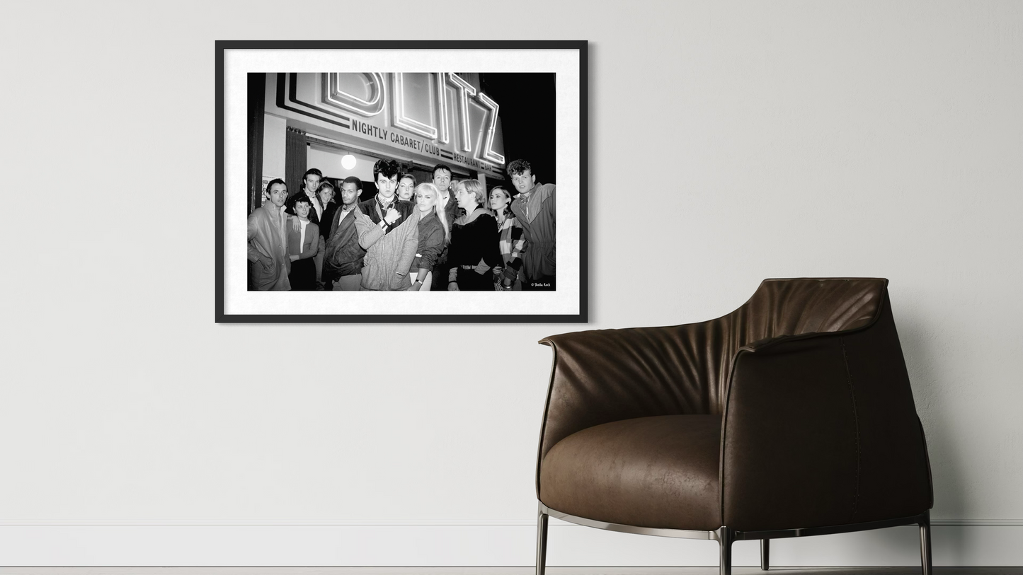 Outside the BLITZ CLUB image signed by Rusty Egan